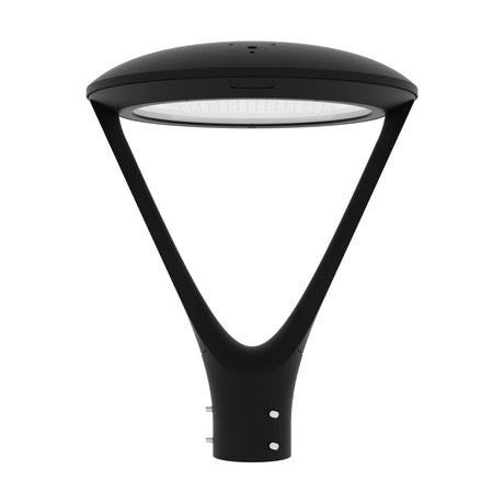 Black LED post top light post mount front view
