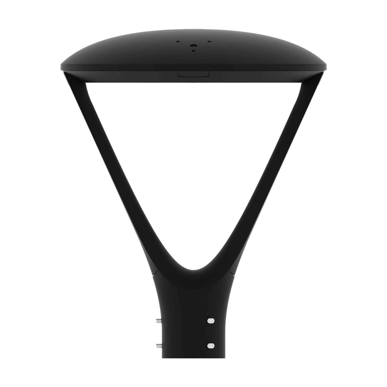Black LED post top light post mount side view