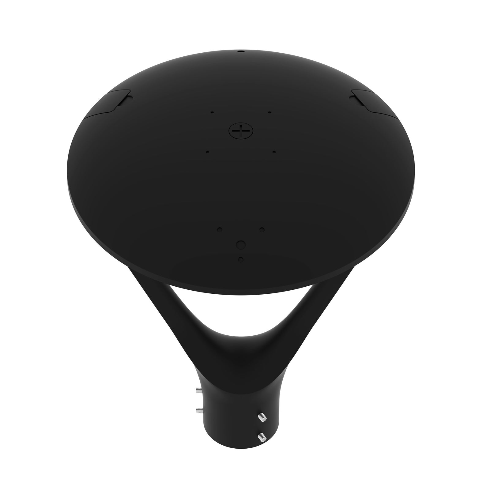 Black LED post top light post mount rear view