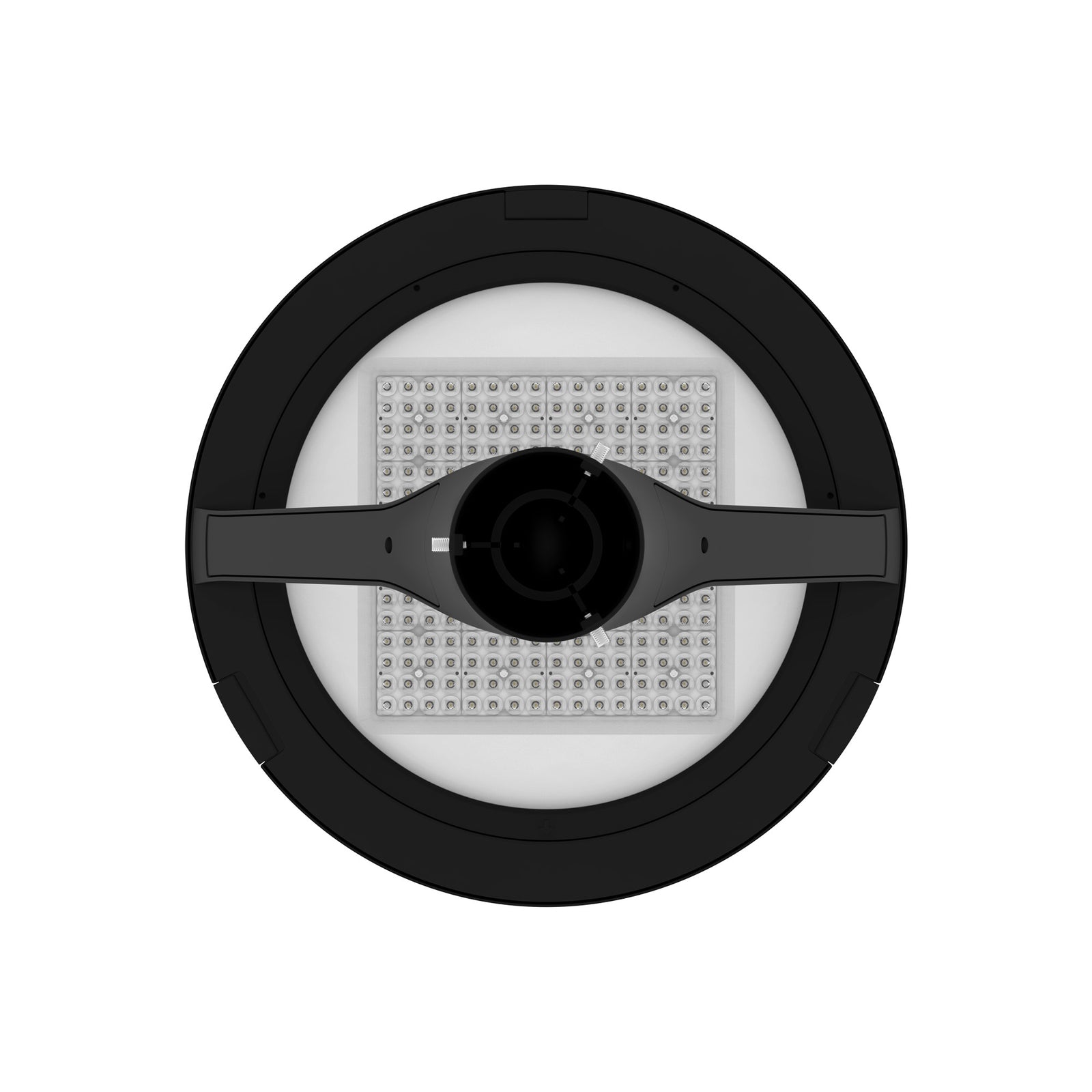 Black LED post top light post mount bottom view