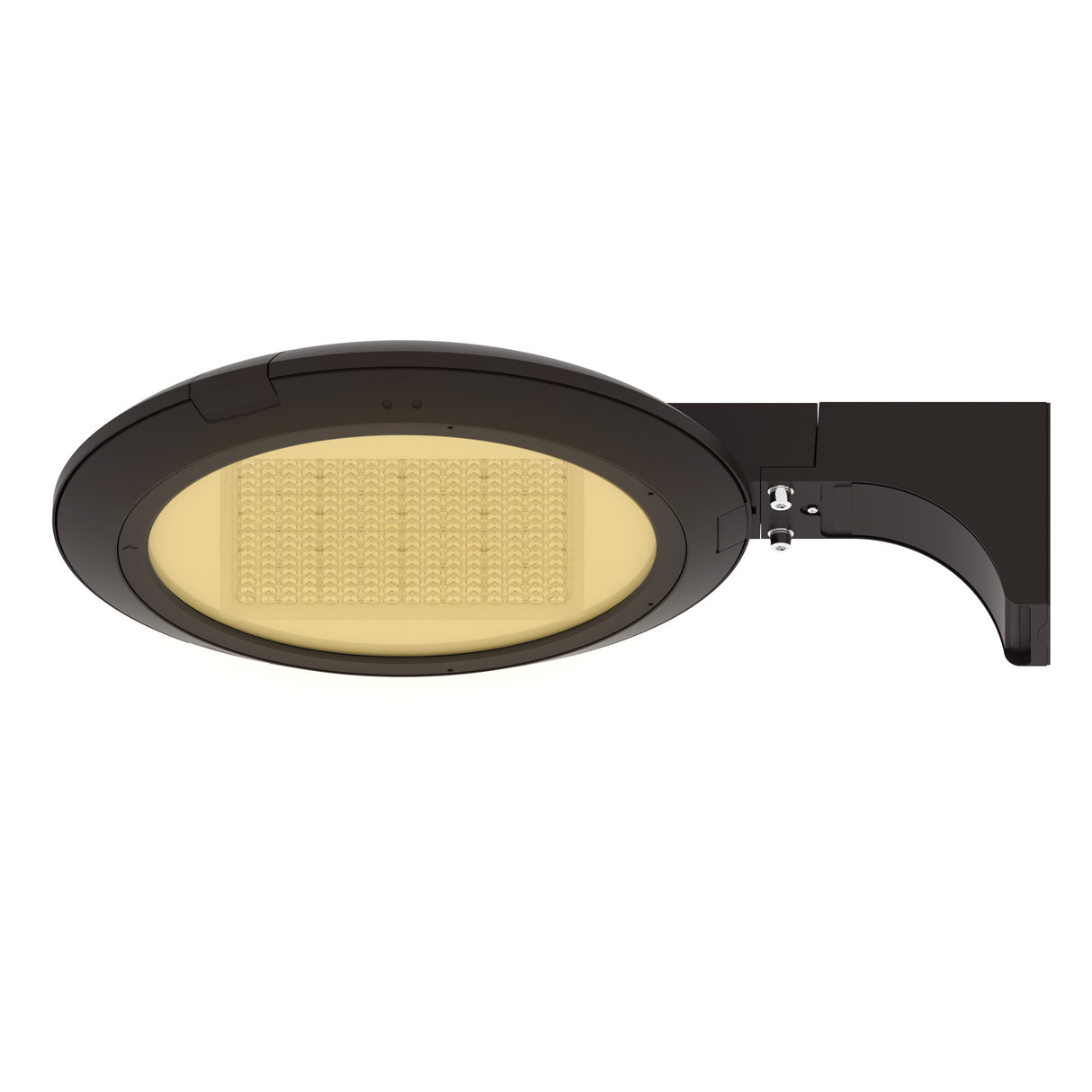 LED post top light pole mount front view