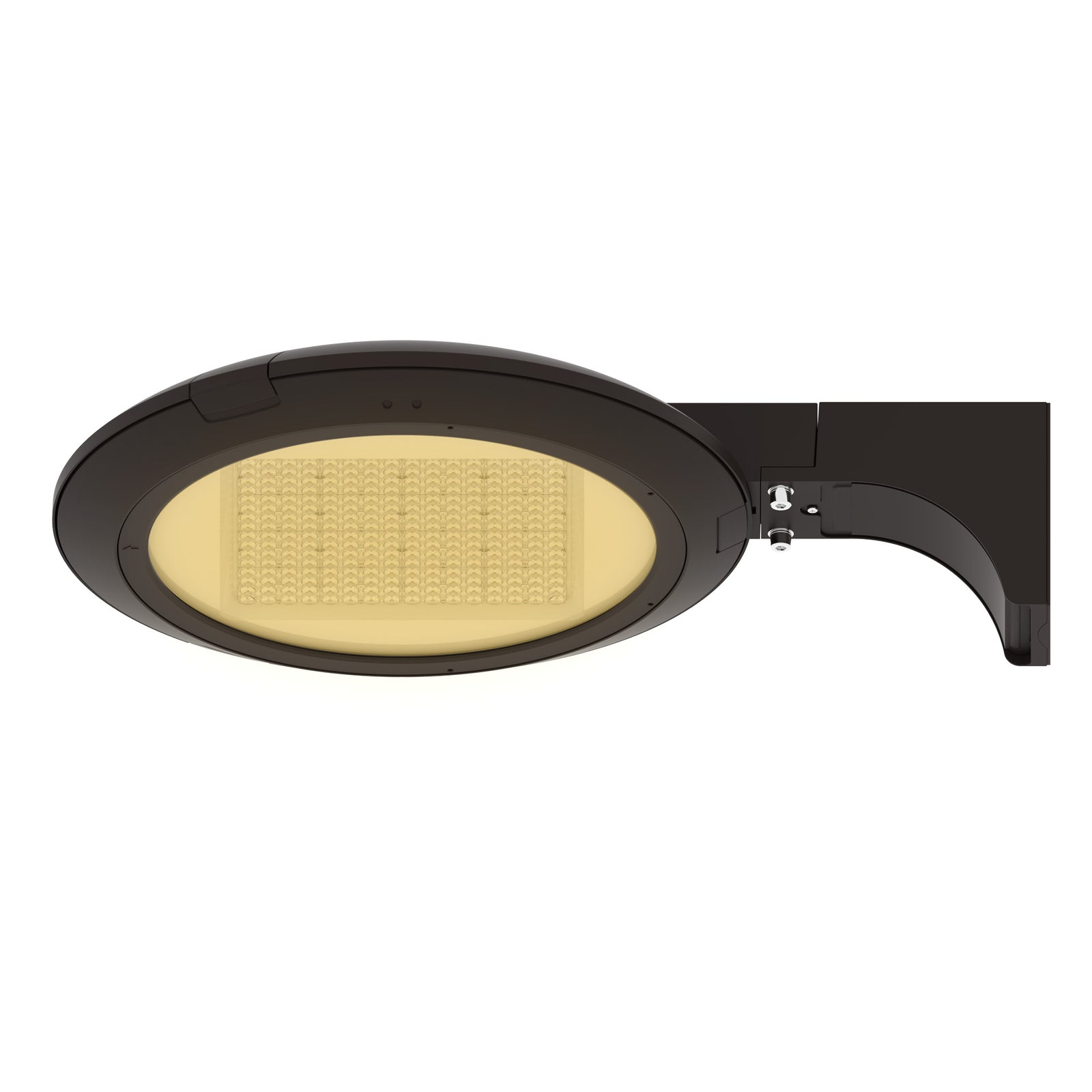 LED post top light pole mount front view