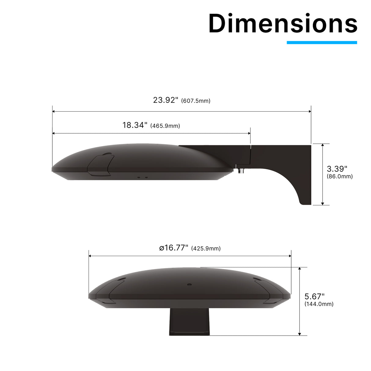 LED post top light pole mount dimensions