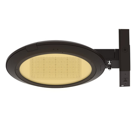 LED post top light wall mount front view