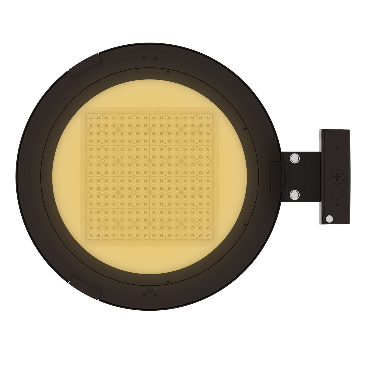 LED post top light wall mount top view