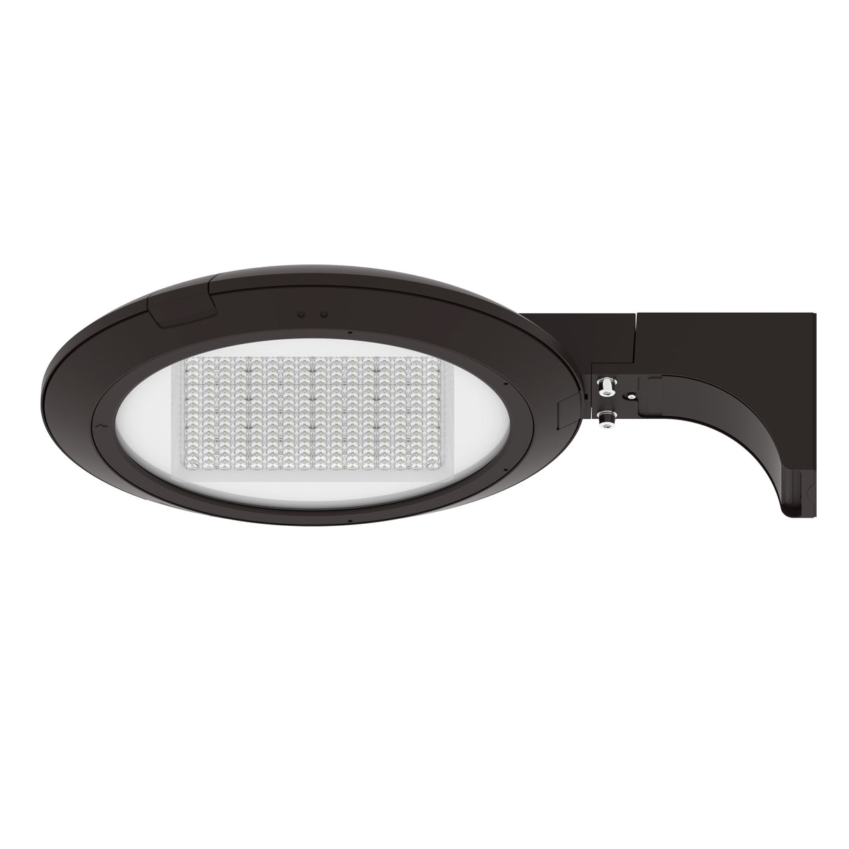 LED post top light pole mount front view