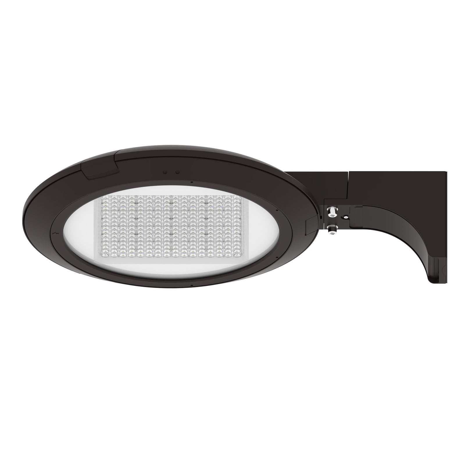 LED post top light pole mount front view
