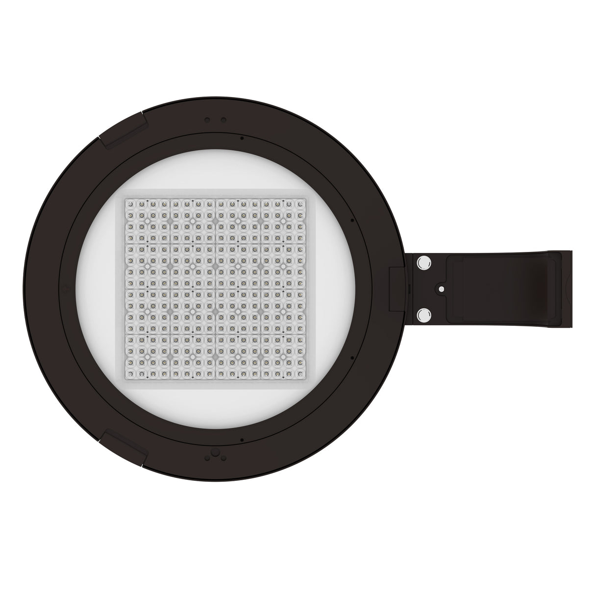 LED post top light pole mount top view