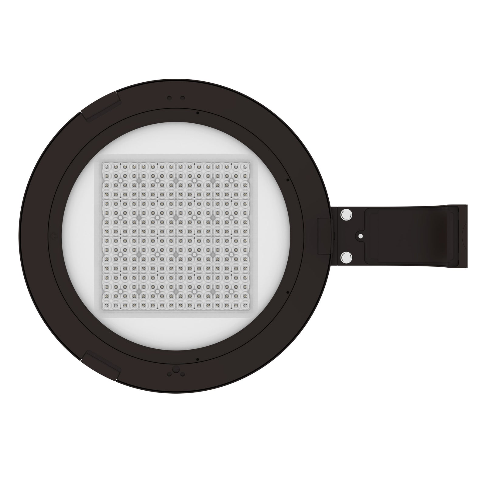 LED post top light pole mount top view