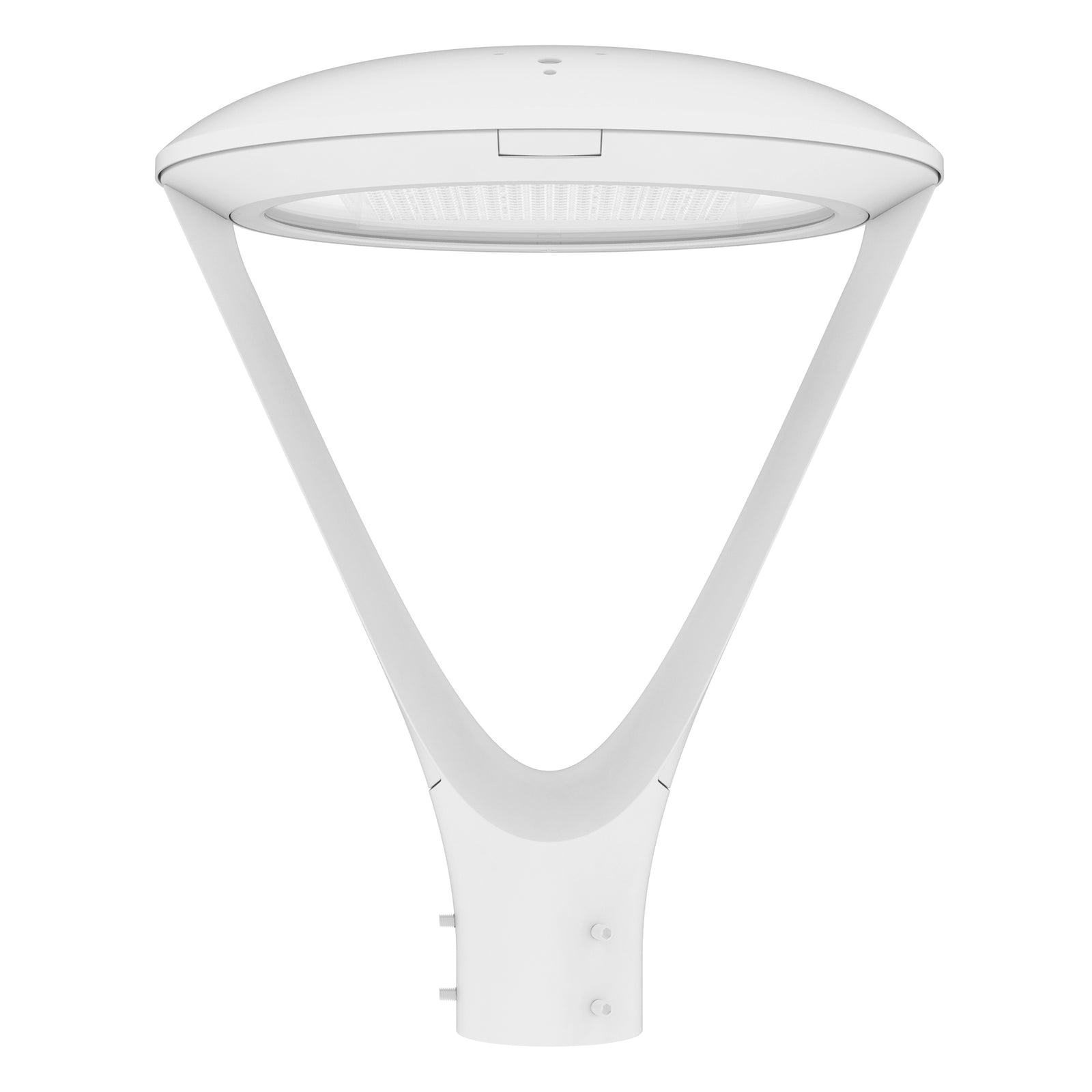 White LED post top light post mount front view