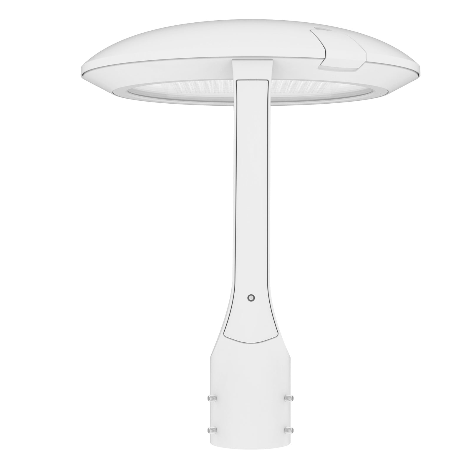 White LED post top light post mount profile view