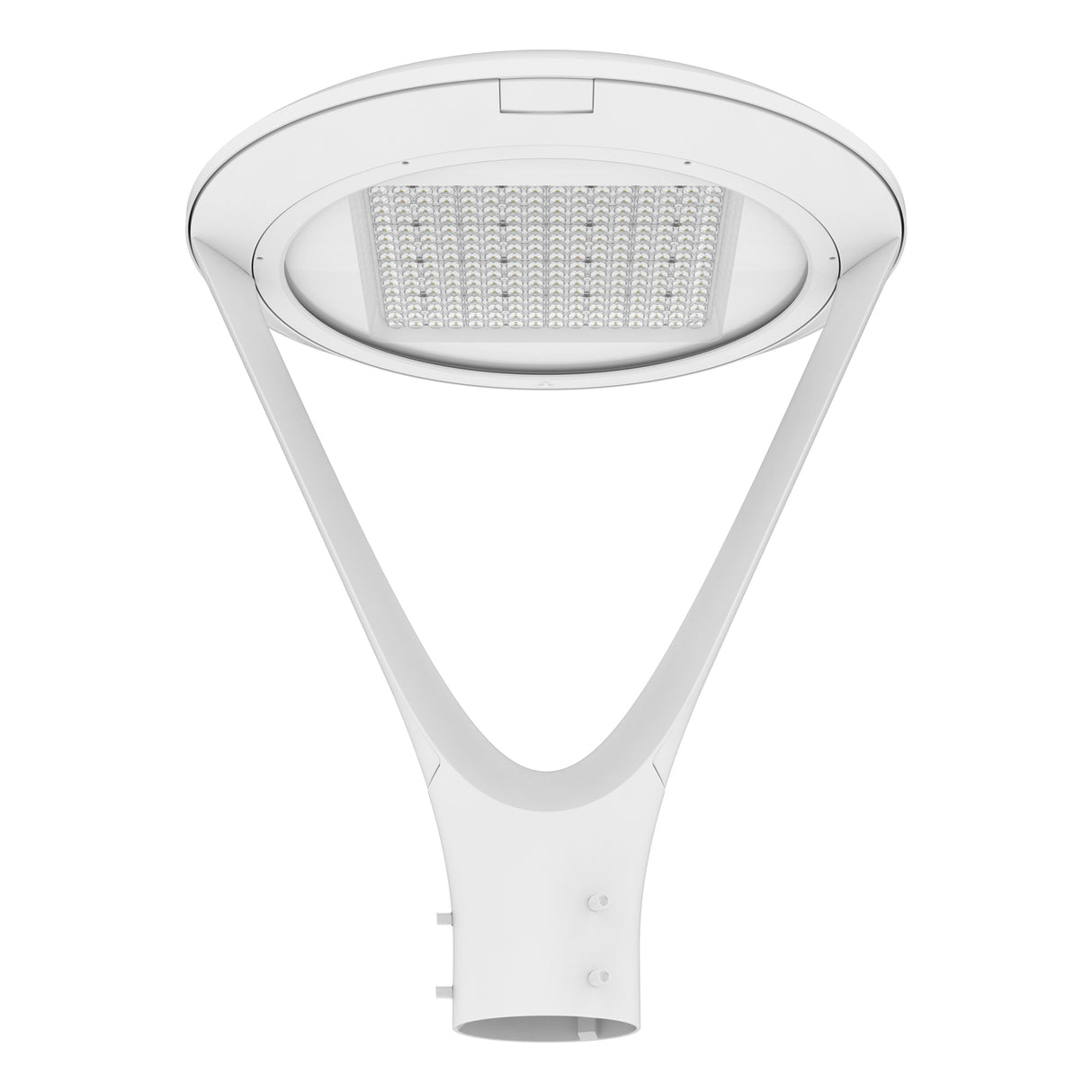 White LED post top light post mount installation