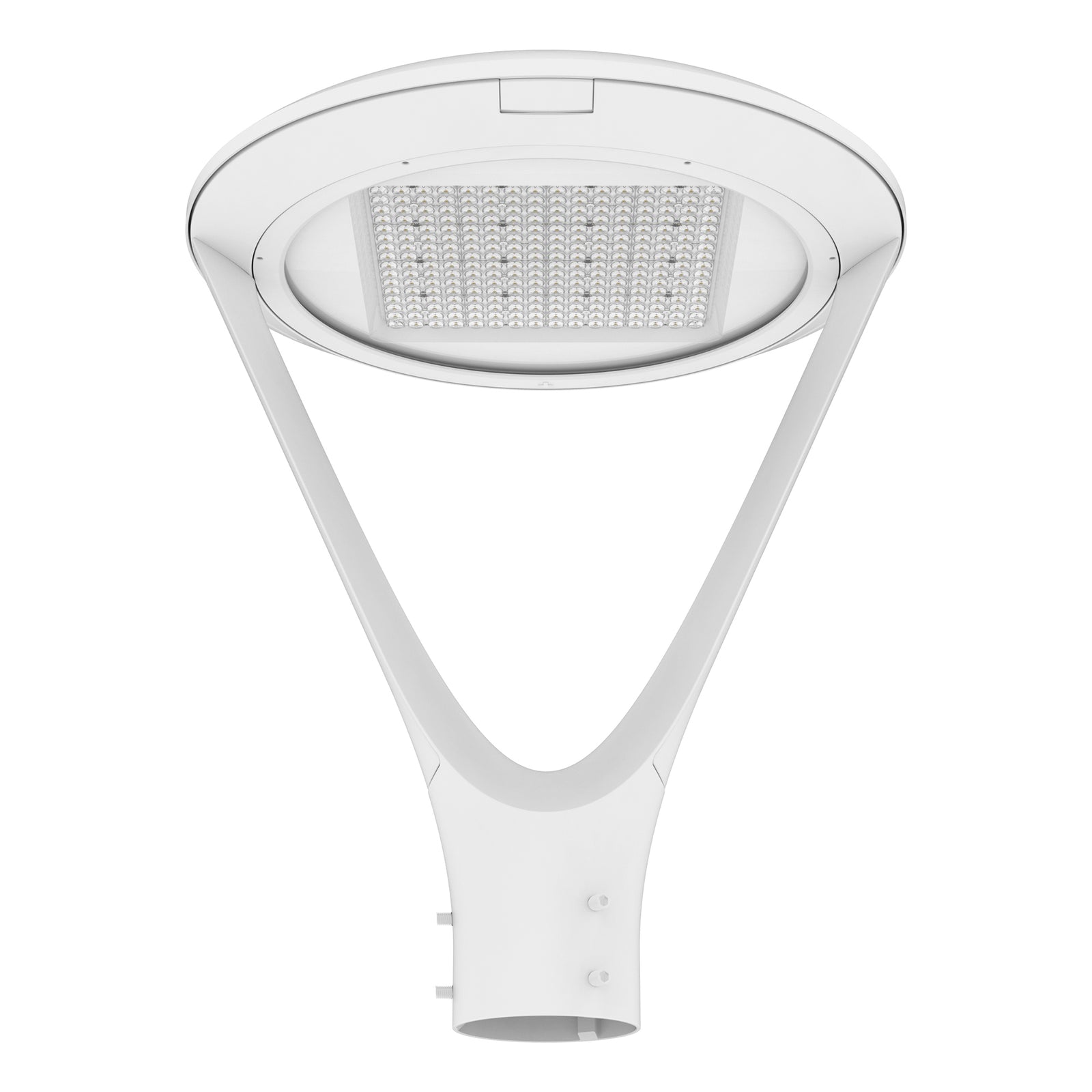 White LED post top light post mount installation