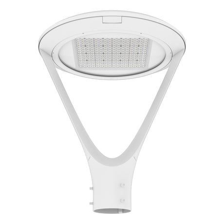White LED post top light post mount installation