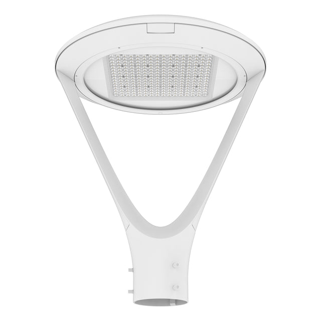 White LED post top light post mount installation