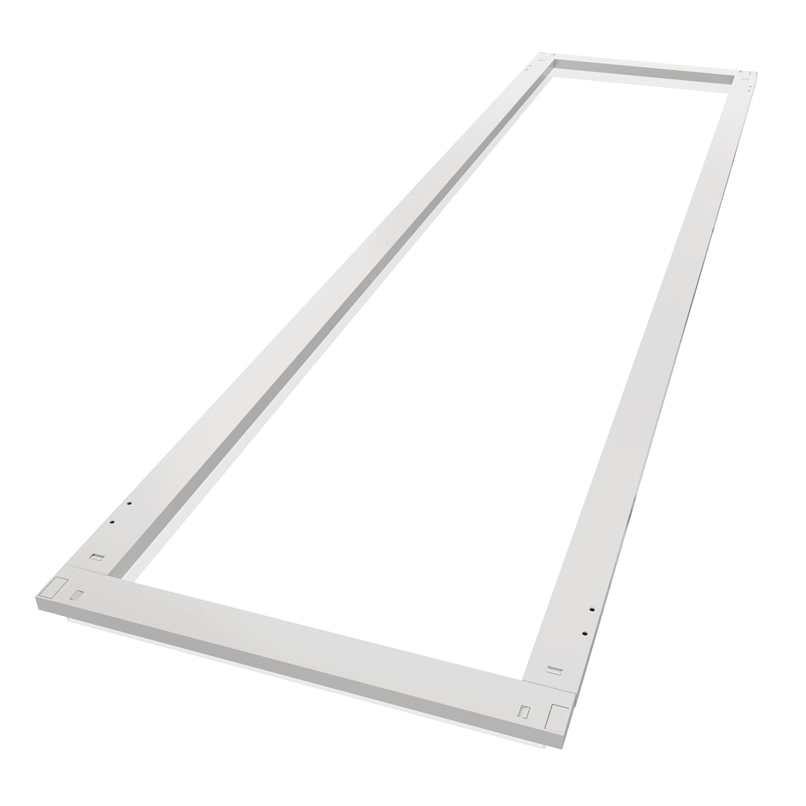 SFL02 1x4ft surround frame LED light angled perspective view showing slim aluminum frame design