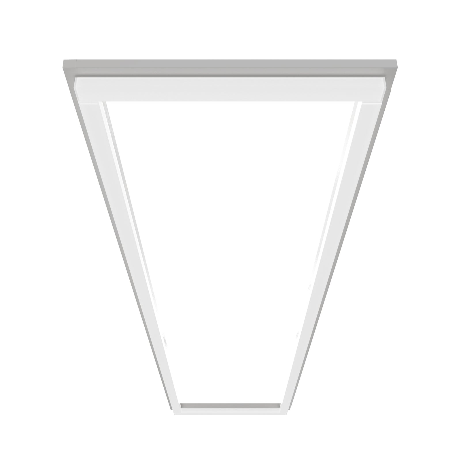 SFL02 1x4ft surround frame LED light front perspective view with open rectangular frame construction