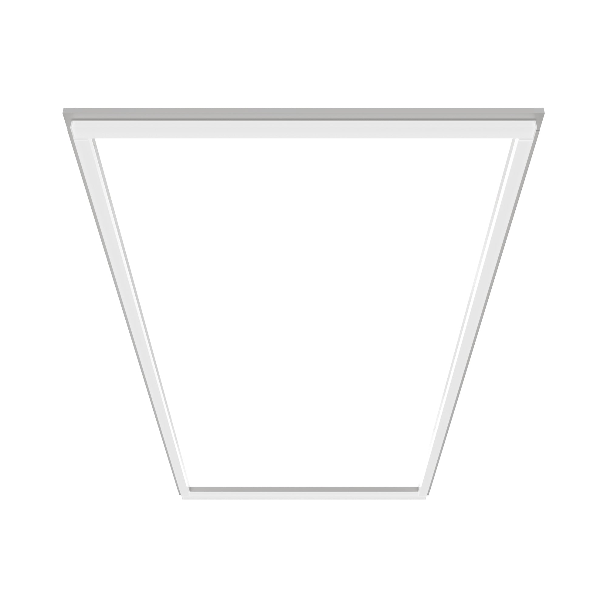 SFL02 2x4ft surround frame LED light front perspective view with open rectangular frame construction