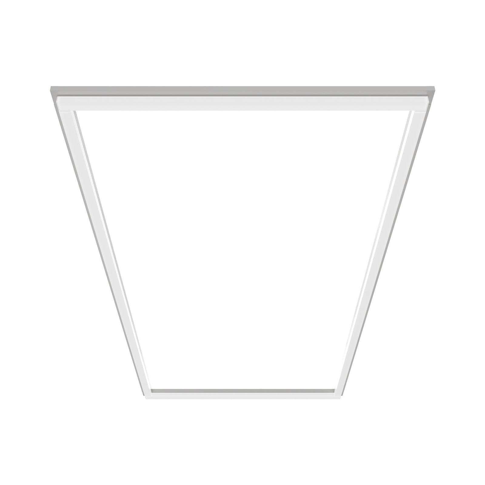 SFL02 2x4ft surround frame LED light front perspective view with open rectangular frame construction