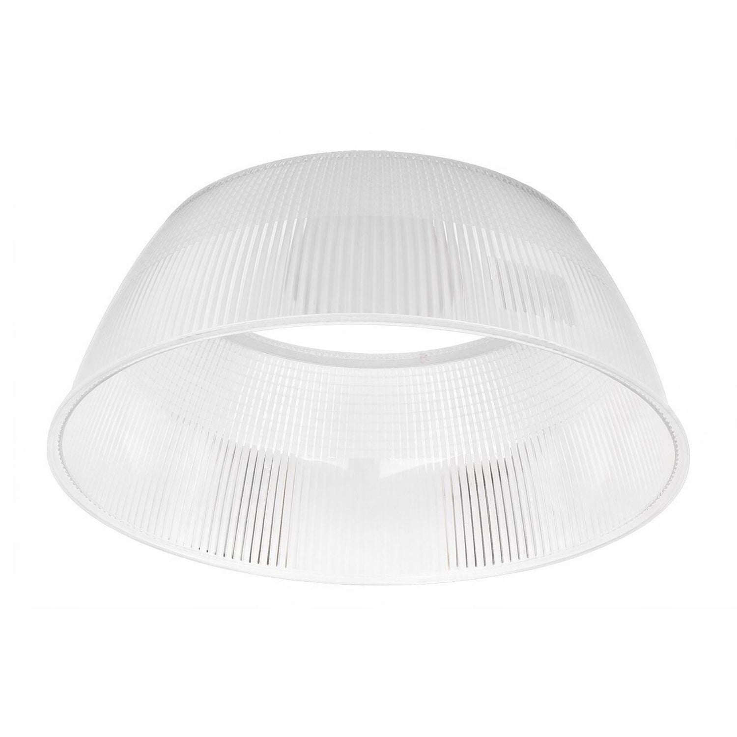 Small polycarbonate refractor for LED high bay light fixture