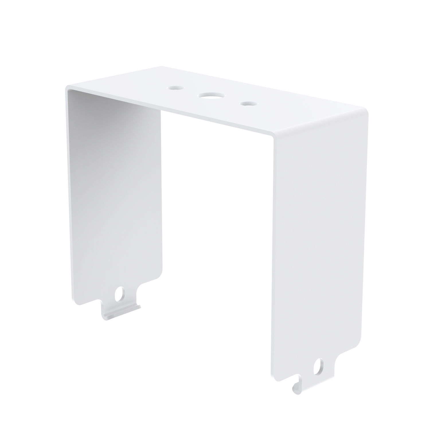 White surface mounting kit for Hyperlite HPLH02 LED lights, with three top holes and mounting slots.