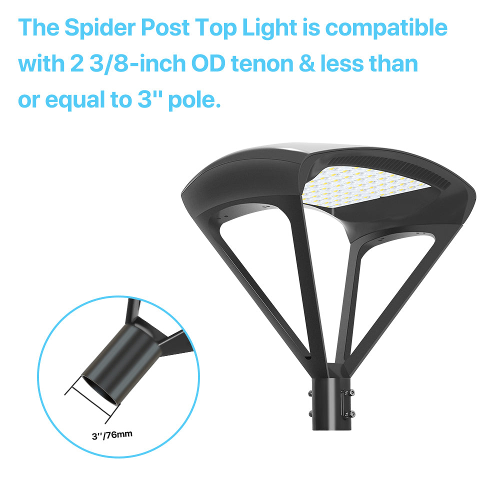 Contractor's Select -Spider LED Post Top Lights- TP500 Series 150W/200/300W Wattage AC277-480V For Commercial Project