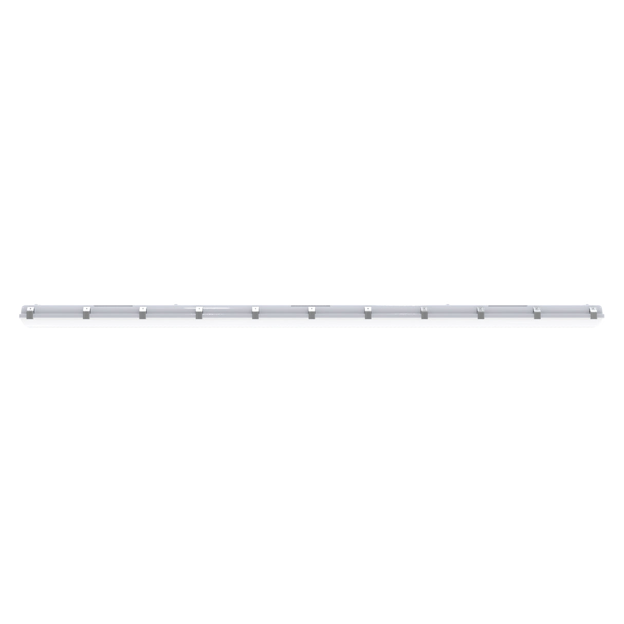 VT04 90W 8ft LED vapor tight light full-length side view showing continuous linear structure and mounting design