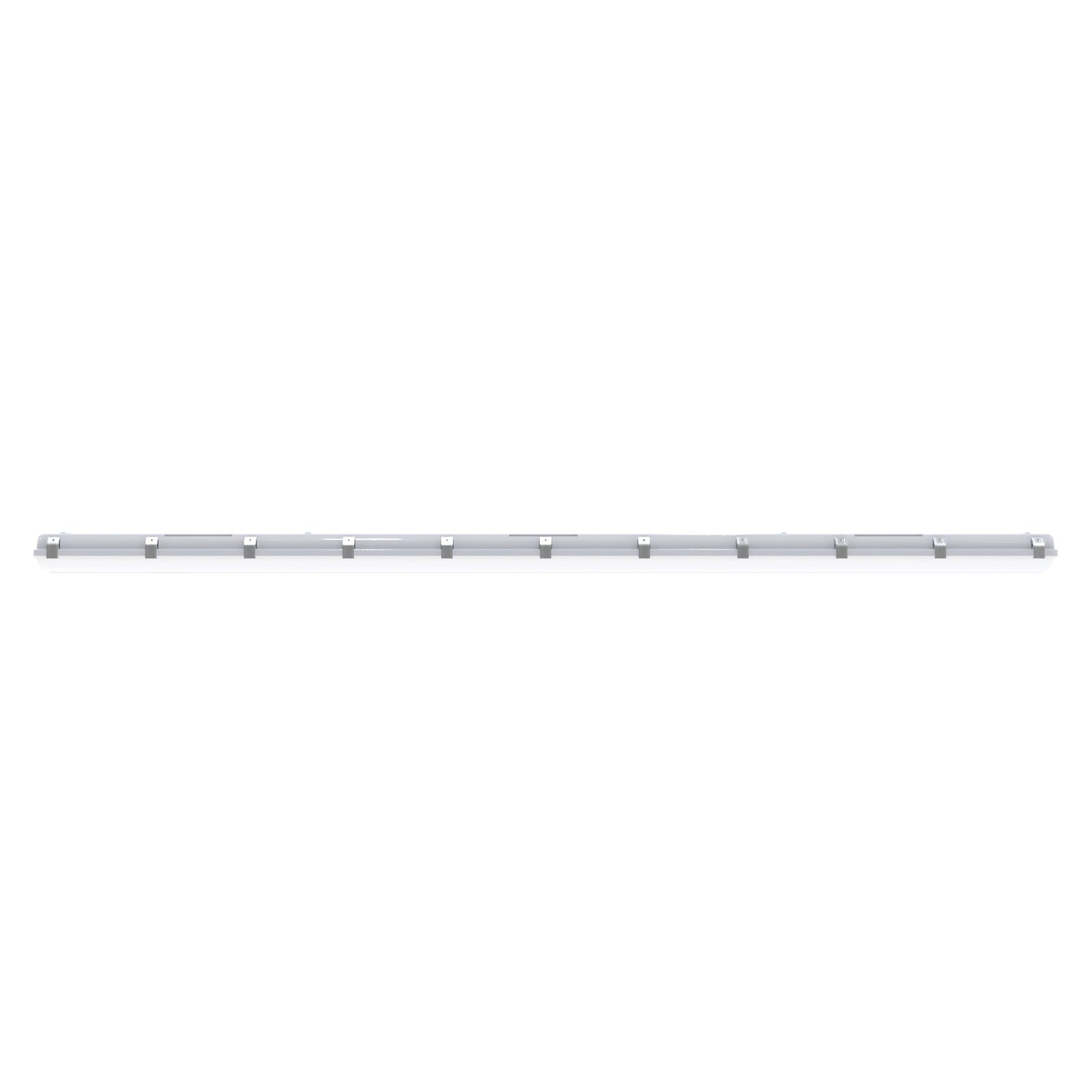 VT04 90W 8ft LED vapor tight light full-length side view showing continuous linear structure and mounting design