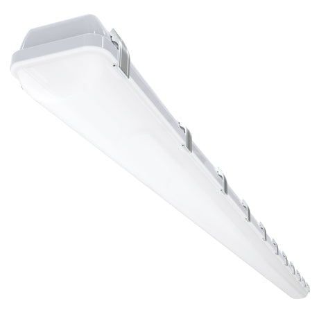 VT04 90W 8ft LED vapor tight light main hero image showing complete fixture with sealed housing and frosted diffuser finish