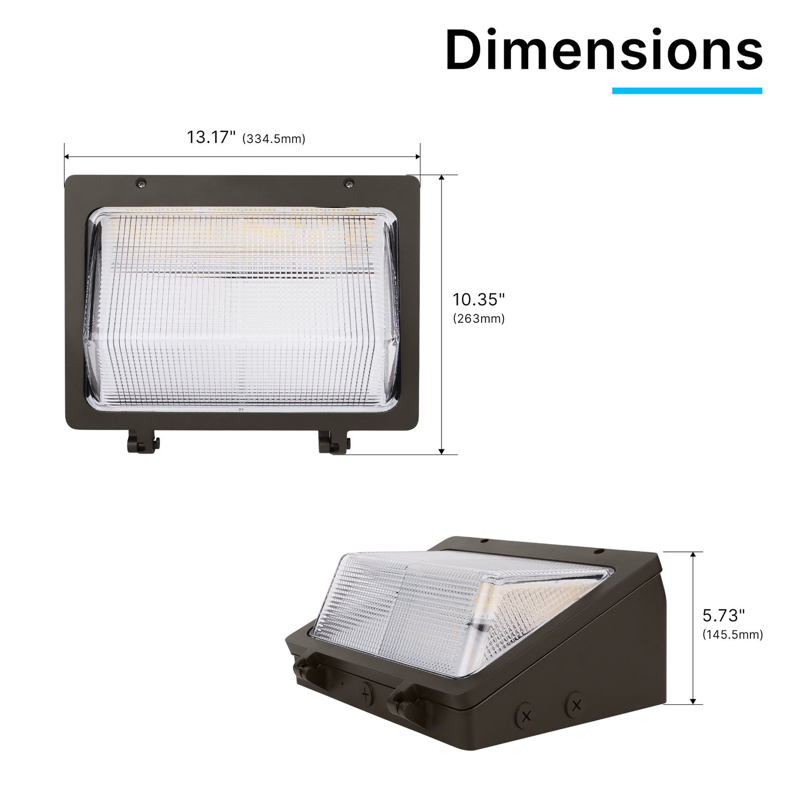 WPE LED Wall Pack Light dimensions and installation size details
