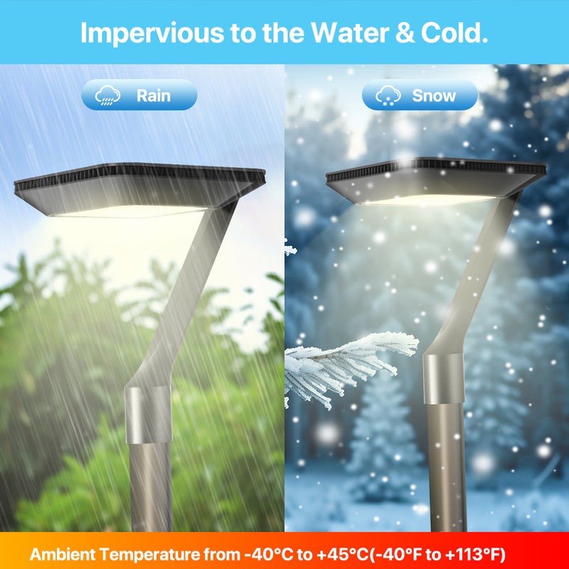 Bronze Gooseneck Post Top Light weatherproof in rain and snow