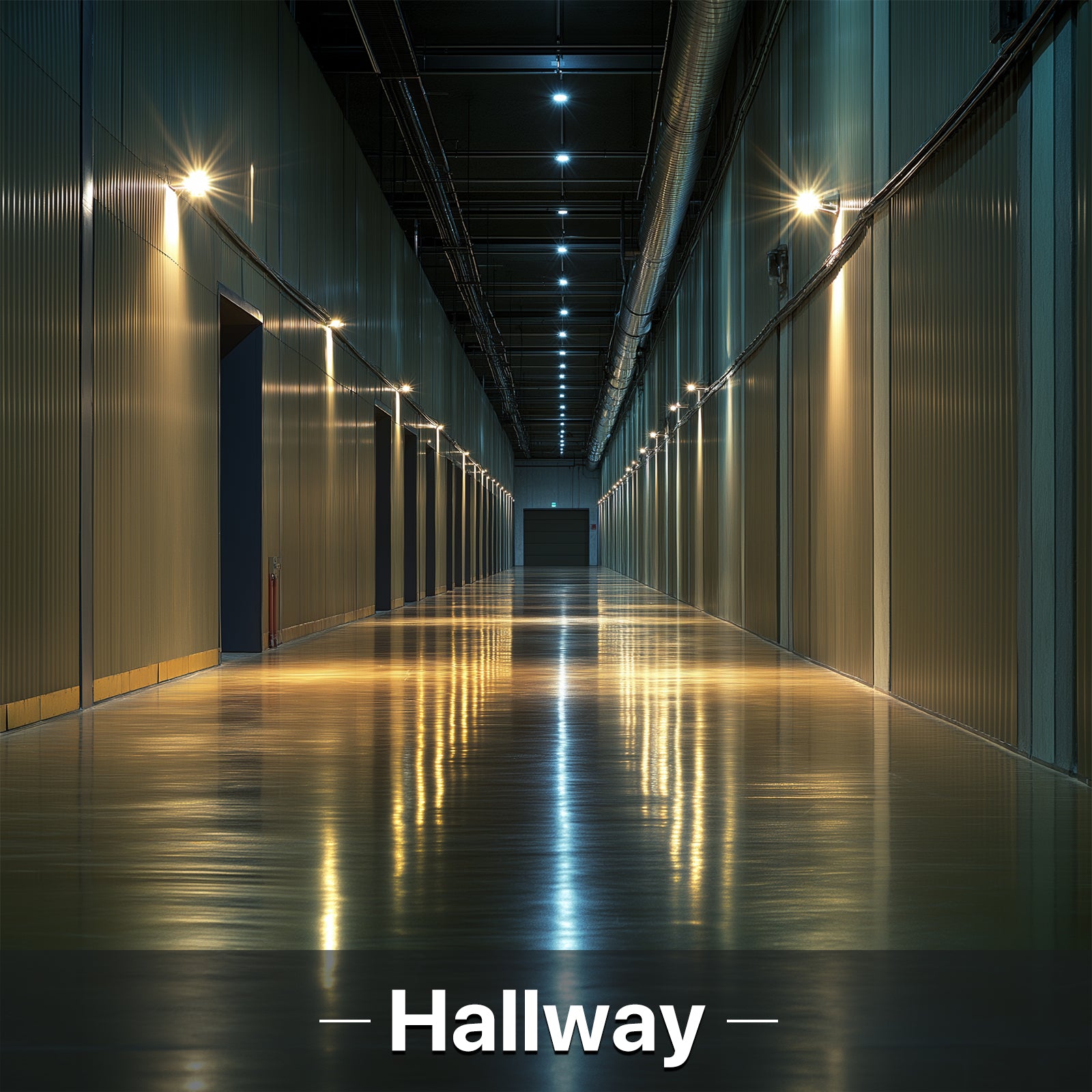 Hyperlite LED lighting in a long hallway