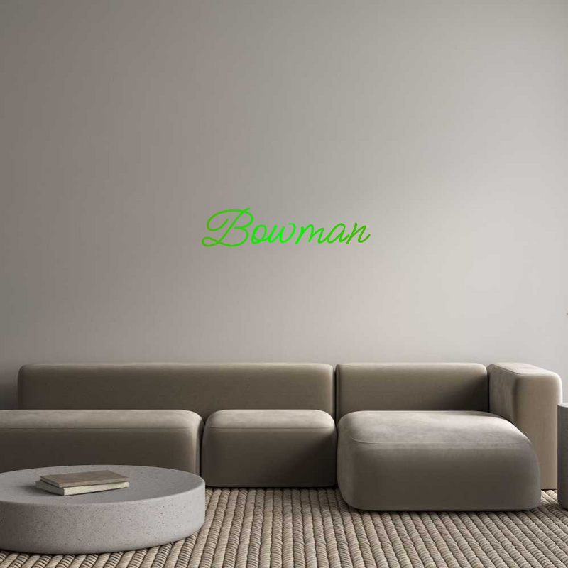 Custom neon light "Bowman" in green