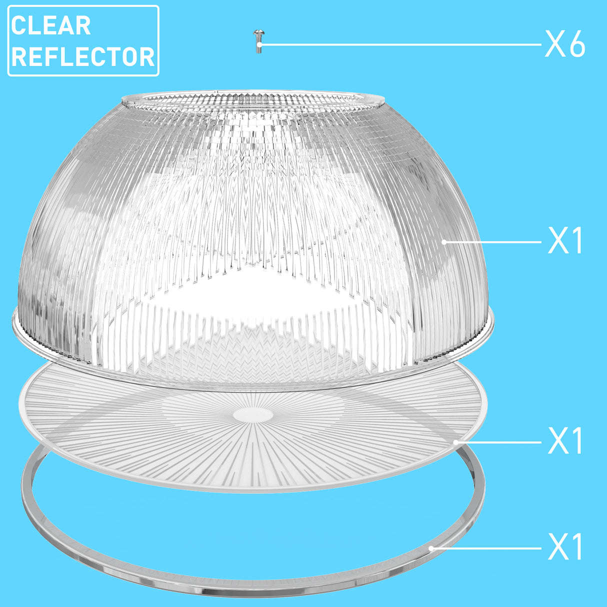 Clear reflector or diffuser can soften the glare of led high bay light.