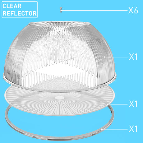 Clear reflector or diffuser can soften the glare of led high bay light.