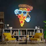 Slice of pizza with sunglasses UV printed neon sign, vibrant wall decor for custom LED neon signs, adding fun and personality to your space.