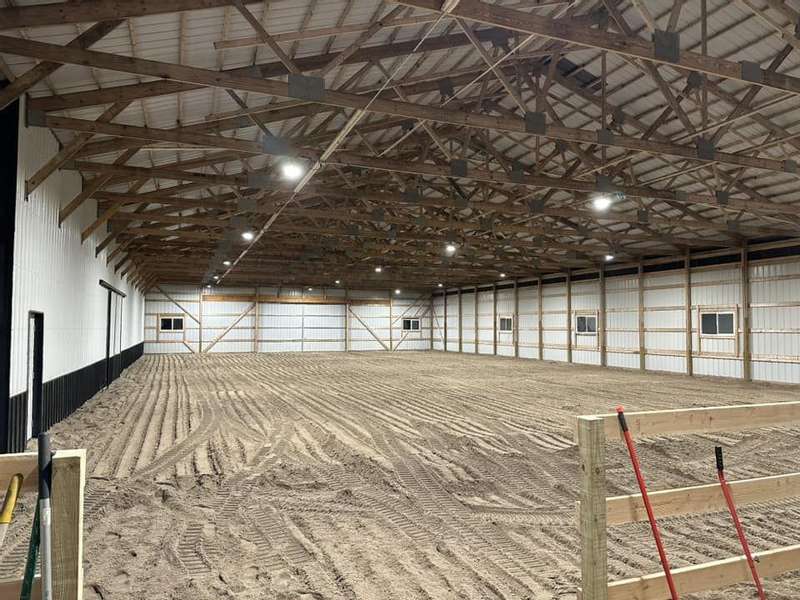 big empty warehouse just installed high bay lights