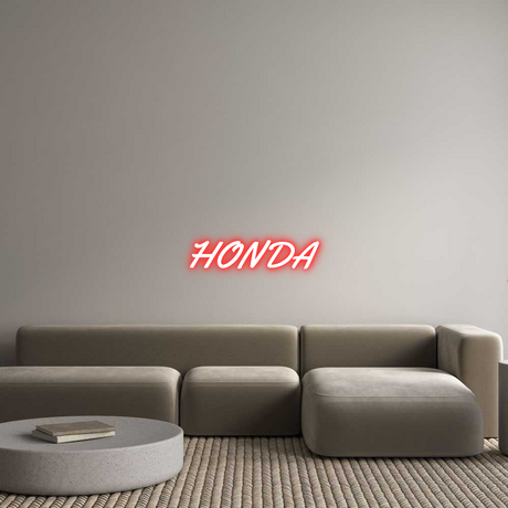 Custom neon sign HONDA, red LED lights, wall mount, rectangle backboard