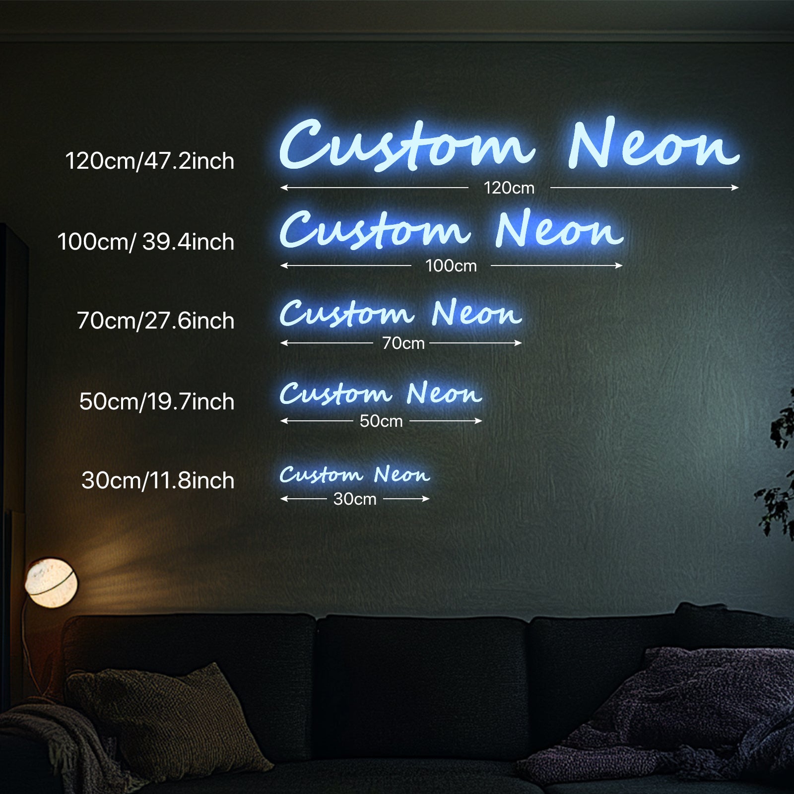 Custom Neon Sign size options