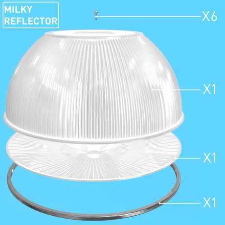 Milky reflector or diffuser can make the led lighting smooth and friendly to eyes.