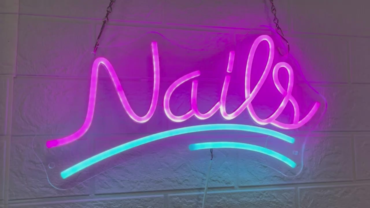 Neon sign lights for nail salons and beauty spaces, showcasing custom neon style for trendy decor.