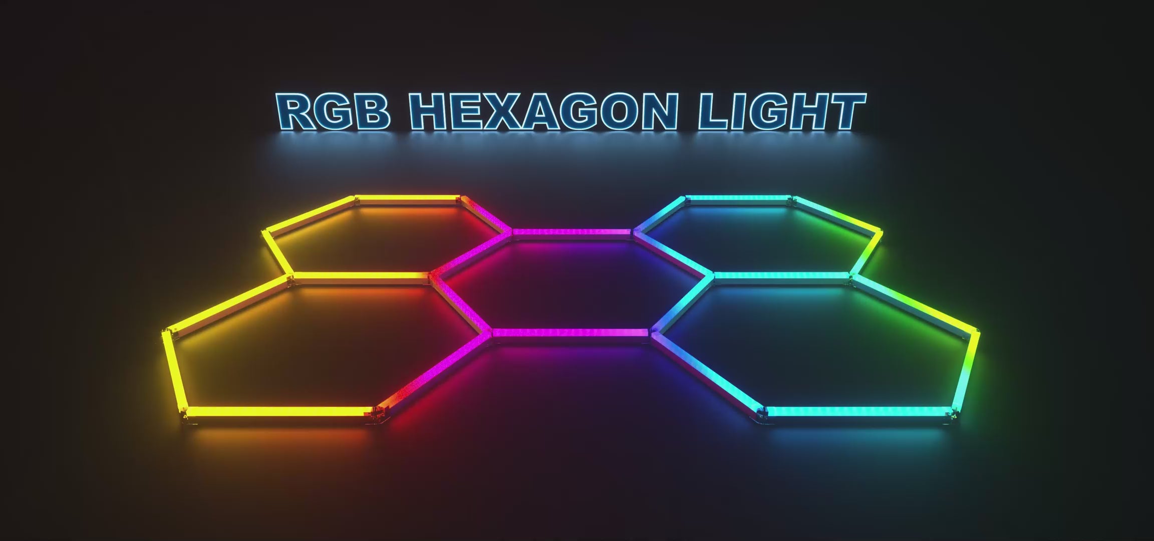 Hyperlite Hexagon Garage Lights | RGB Gradient | 8 Hex Kit