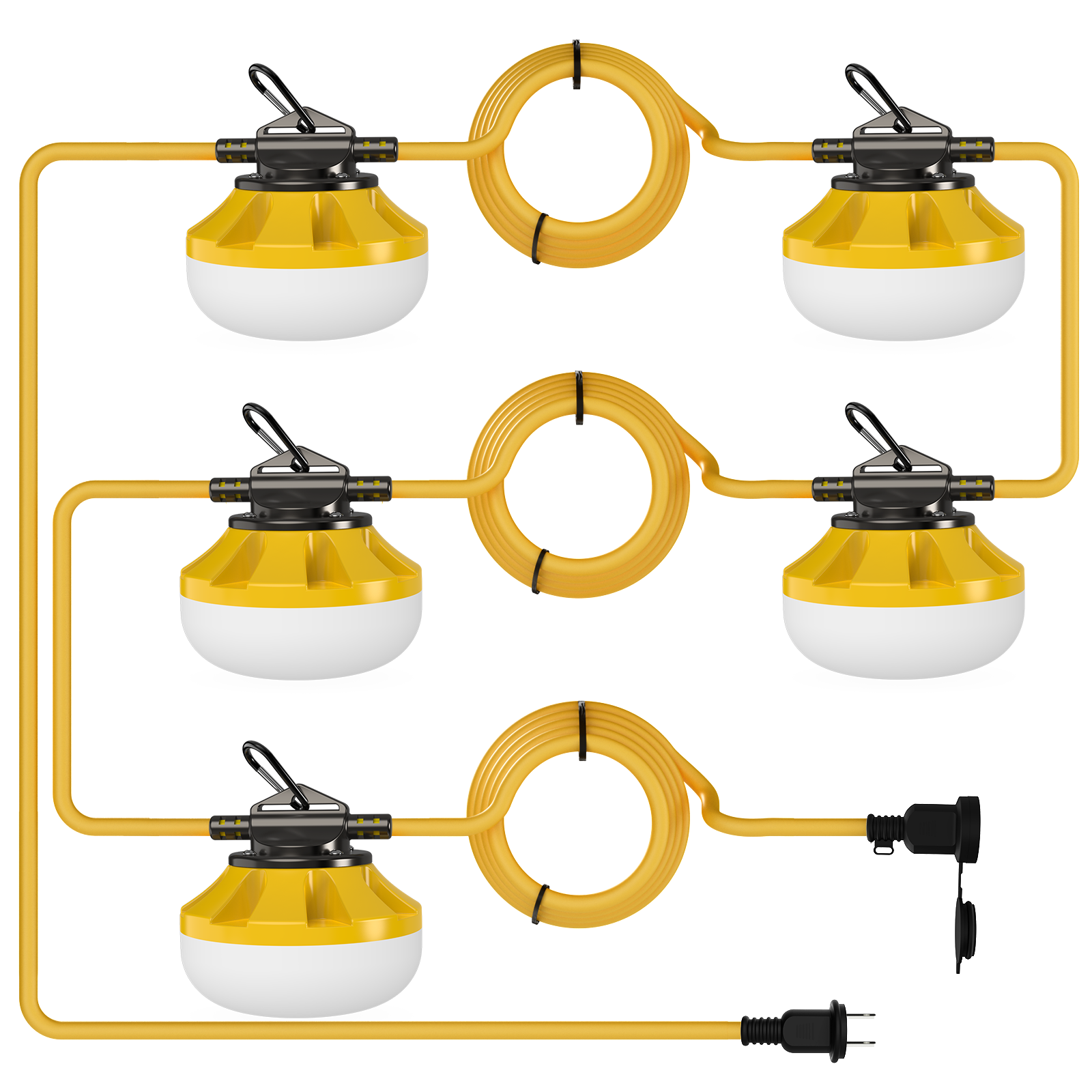 Hyperlite LED Construction String Lights - connected and ready to use