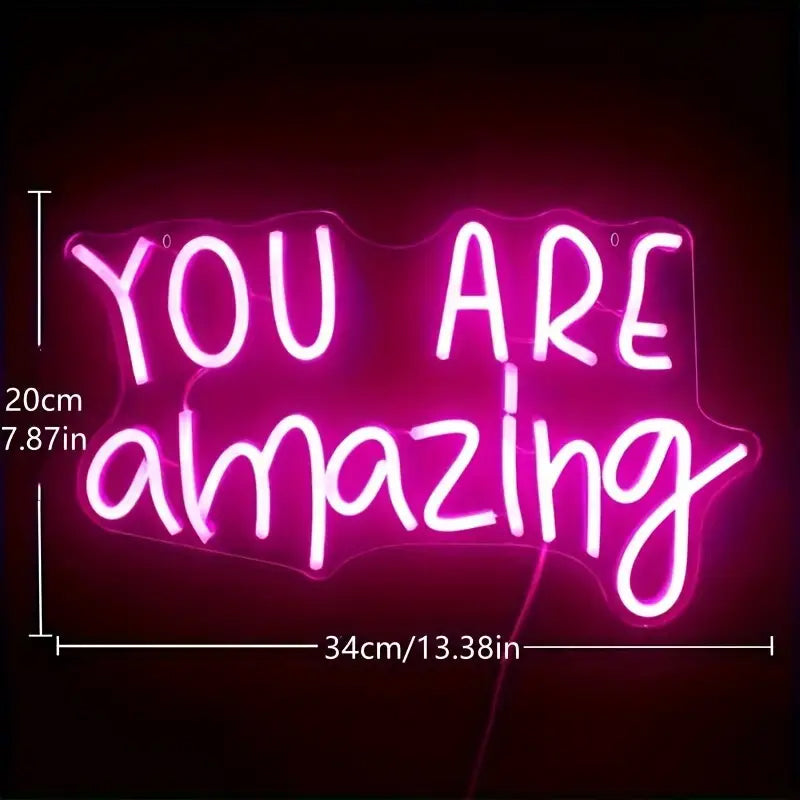 Pink neon sign: You Are Amazing