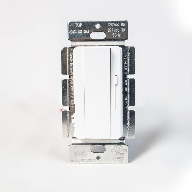 White dimmer switch, 120V/277V compatible, indoor use only