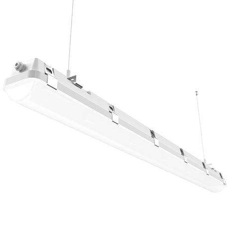 These vapor tight light fixtures are lightweight and can be chained together to extend lighting coverage.